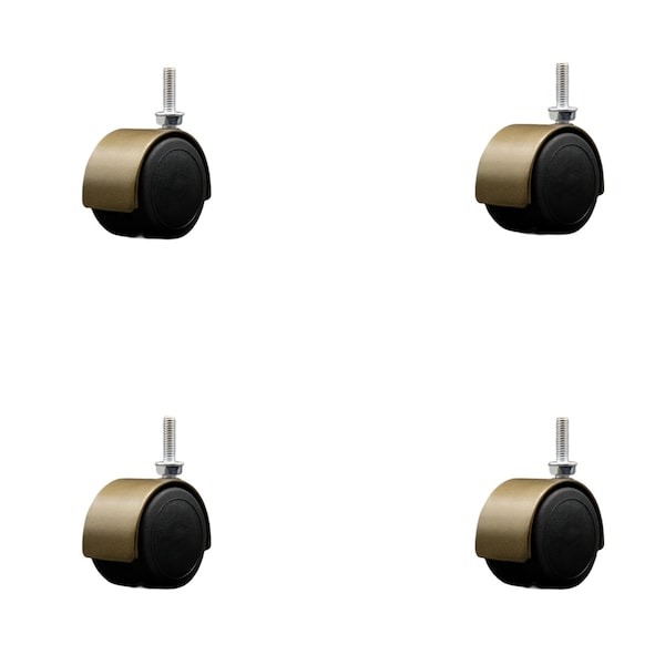 2'' Floor Safe Antique Hooded Twin Wheel Caster 5/16 Threaded Stem, 4PK